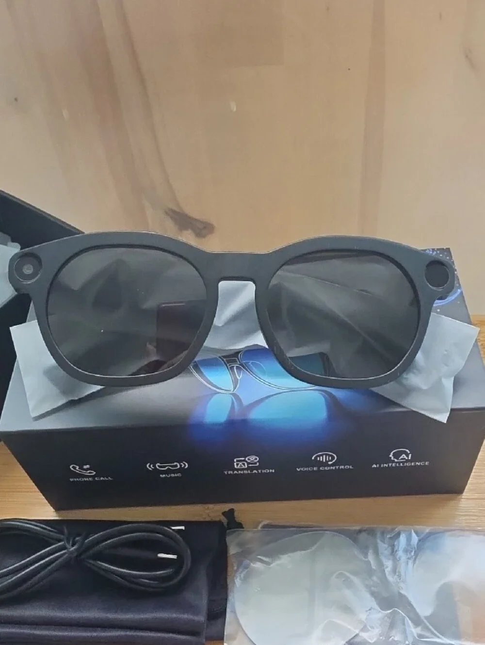 AI Ray-Band Style Smart Sunglasses - Black